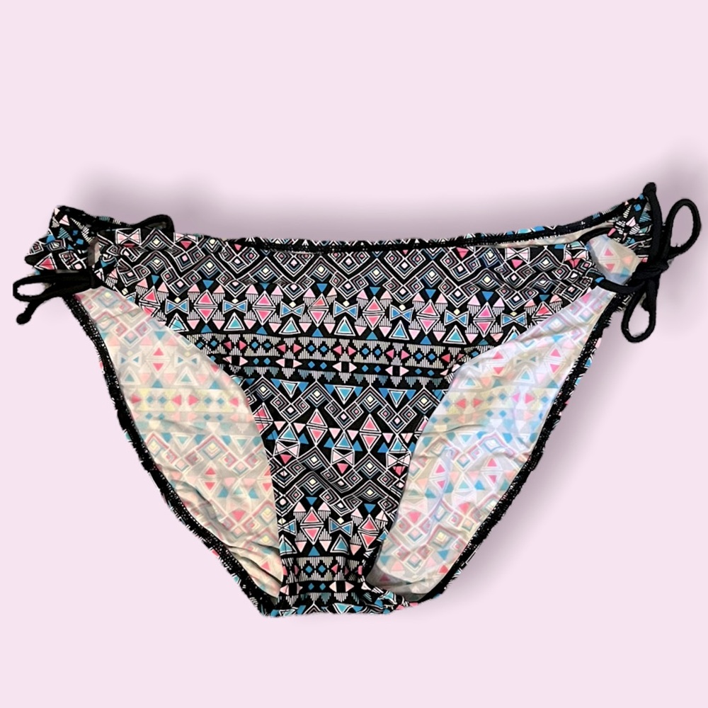 Hula Honey black and color geometric swim bottoms